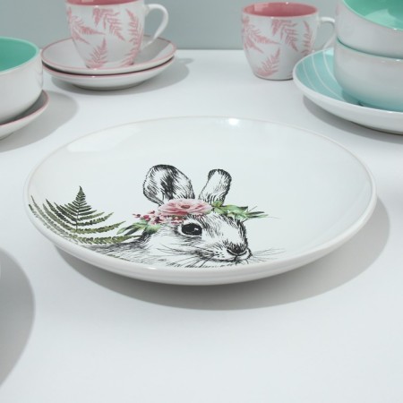 A set of dishes for 4 persons "Easter. Forest characters ”, 16 objects: 4 plates 23 cm, 4 bowls 14.5 cm, 4 circles 250 ml, 4 saucers 15 cm.-7