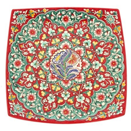Largan Rishtan ceramics "Patterns", 33 cm, square, red-4