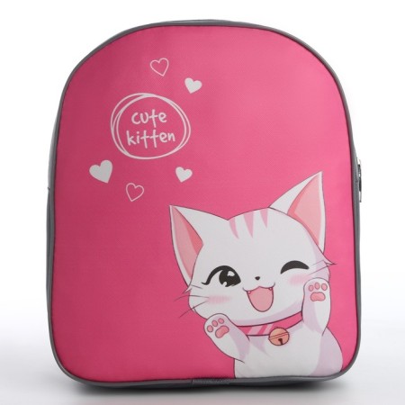 Baby backpack for a girl Textile "Cute cat", 28x24.5x8 cm-2