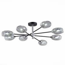 Ceiling EVOLUCE lamp. Sle155512-08. Gloa. 8x40 watts, E14, 84x84x22 cm, black color, chrome