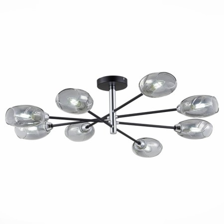 Ceiling EVOLUCE lamp. Sle155512-08. Gloa. 8x40 watts, E14, 84x84x22 cm, black color, chrome