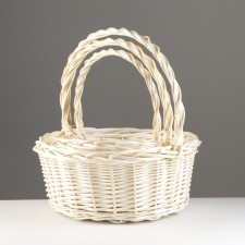 A set of baskets of 3 pcs, 40x40x17x44 cm, 33x33x15x39 cm, 26x26x13x34 cm, bleached, willow