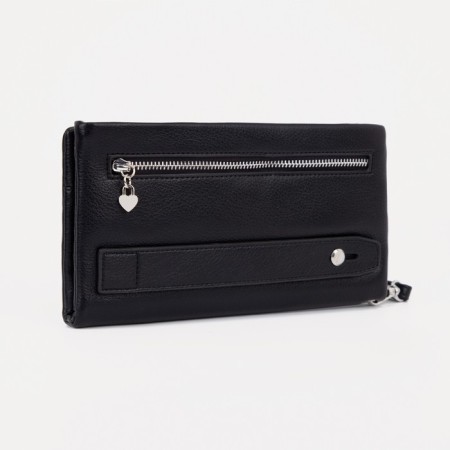 Women's wallet on magnets, black color-1