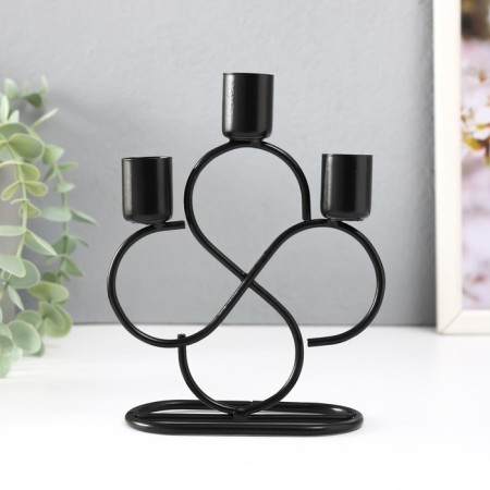 Summary metal for 3 candles "curls" d = 2 cm black 14x6x16.5 cm-1