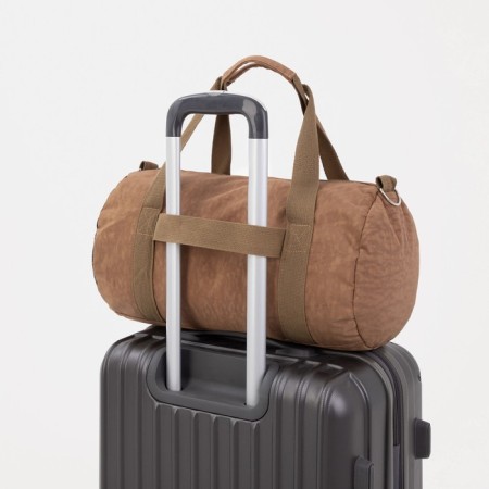 Sports bag with lightning, external pocket, suitcase holder, beige color-3