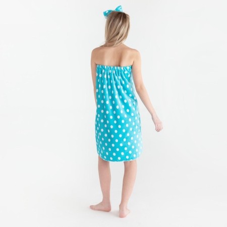 Set for a bathhouse and bathroom Ethel "Peas" towel-Pareo 75*120 cm+bandage, central blue-6