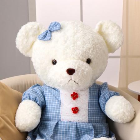 Soft toy "Bear", in a dress, 100 cm, white color-1
