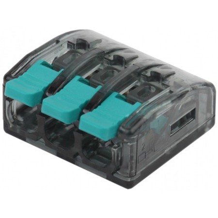 Terminal era compact series 413 with a lever 3 holes 0.5-4 mm2