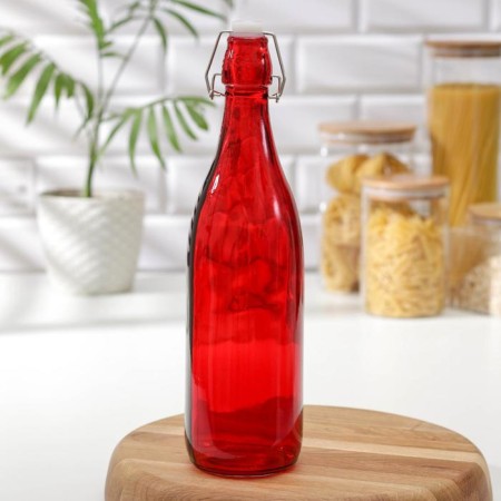 Glass bottle for sauces and oils with a Gallery Lube Castle, 1.11 l, 9 × 32 cm color mix