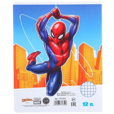 Notebook in a cage 12 sheets, 5 types of mix, cover coated cardboard, spider-man-11