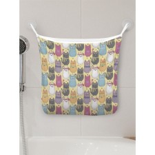 Organizer in a bath on suction cups “Stylish cats”, for storing toys and little things, size 33x39 cm