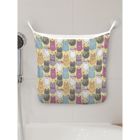 Organizer in a bath on suction cups “Stylish cats”, for storing toys and little things, size 33x39 cm