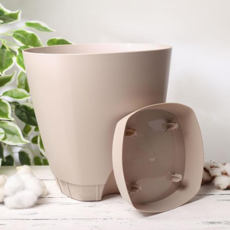 Flower pot with basal watering amsterdam, 8 l, color milk chocolate-1
