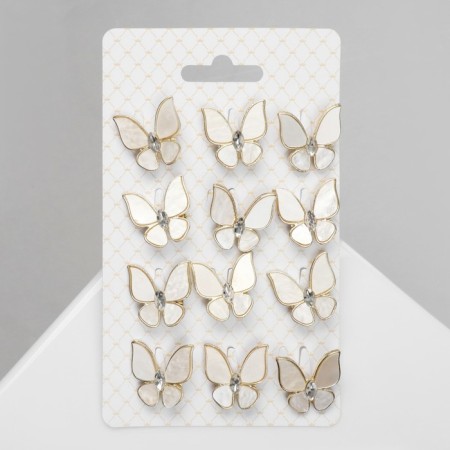 Brooch "Butterfly" Tenderness, white color in gold (indivisible packing 12 pcs., Price per pcs.)-2