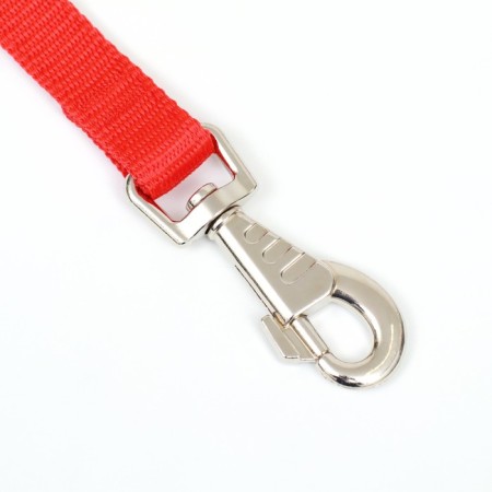 Two -layer leash with reinforced carbine, 3 m x 2 cm, red-1