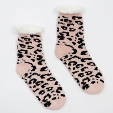 Women's socks with fur inside, pink color, rr 23-25 ​​(shoe rr 36-40)