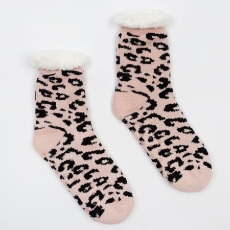 Women's socks with fur inside, pink color, rr 23-25 ​​(shoe rr 36-40)