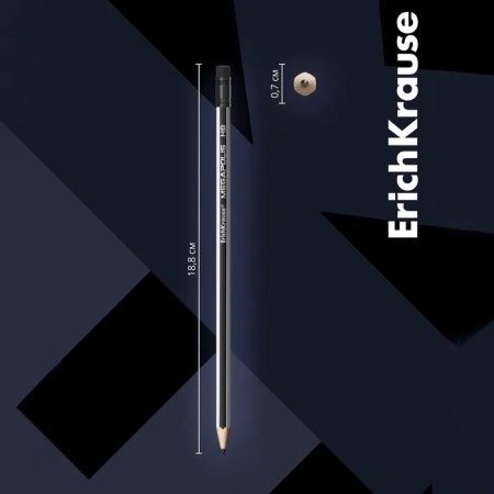 Chernographic pencil with Erich Krause "Megapolis", HB, Grifel D = 2.2 mm, wood, hexagonal in a tube, black case-2