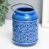 Ceramics candlestick for 1 candle "Lantern. Rombs" Blue 9x9x12 cm