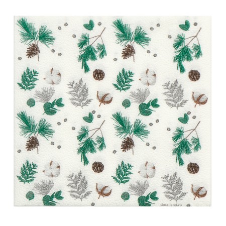 New Year's napkins "branches", two -layer, 33x33 cm, 20 pcs.-3