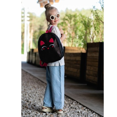 Baby backpack for girls made of artificial leather "Cat", 30x25 cm-7