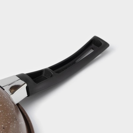 Rock pan, d = 17 cm, plastic handle, anti -stick coating, brown color-4