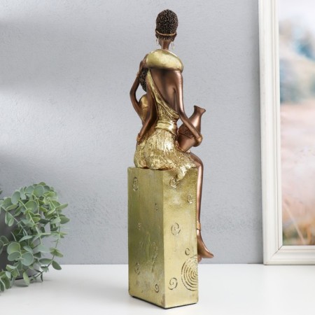 Polystone souvenir "Africa - mother and child" gold pattern - circles 10.5x10x40 cm-2