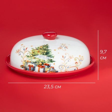 The pancake of the New Year's share "Magic tree", d = 23 cm, ceramics, white color-1
