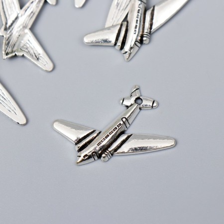 Decor for creativity Metal "Passenger aircraft" silver G172B516 3.1x2.5 cm