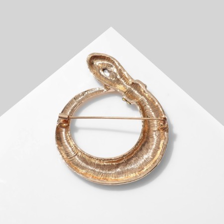 Brooch "Snake" Ring, white-green color in gold-1