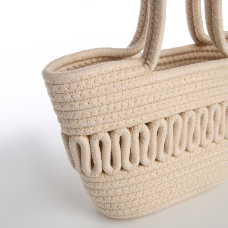 Female wicker bag without fastening, milk color-3