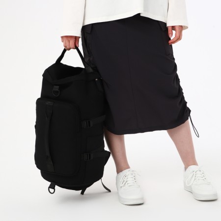 A backpack-samka with a zipper, 4 outer pockets, a shoe compartment, black color-8