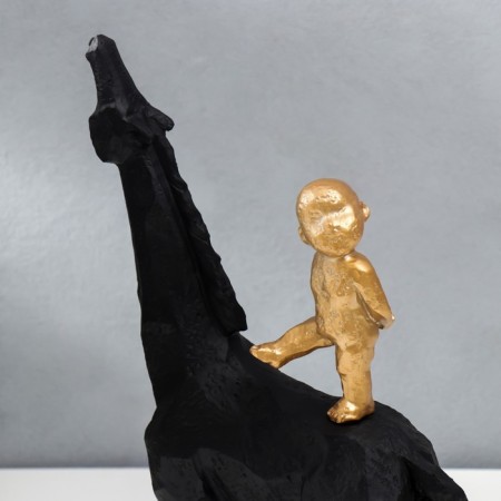 Polystone souvenir "Kid on horseback" 40x12x28 cm-4