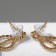 Hanging earrings with grace rhinestones, drops of trio, white color in gold, 9 cm