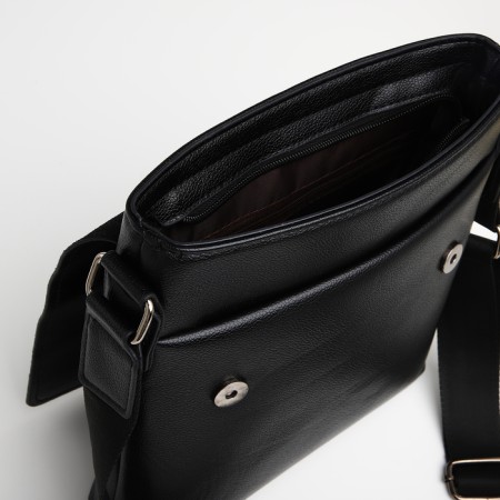 Male bag over the shoulder, Textura, external pocket, black color-7