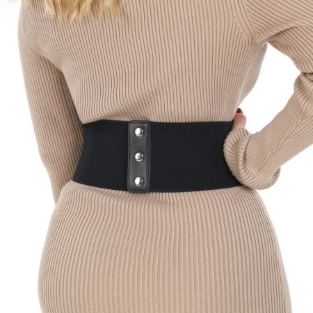 Women's belt, width 10 cm, black color-5