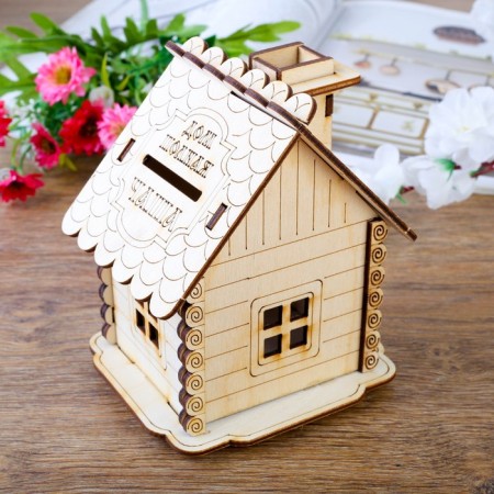 Wooden piggy bank "House"-1