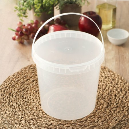 A plastic disposable bucket with a lid, 2.8 liters, d = 17 cm, transparent, 120 pcs/units.-1