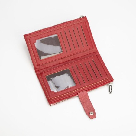 Women's wallet on the button, burgundy color-2