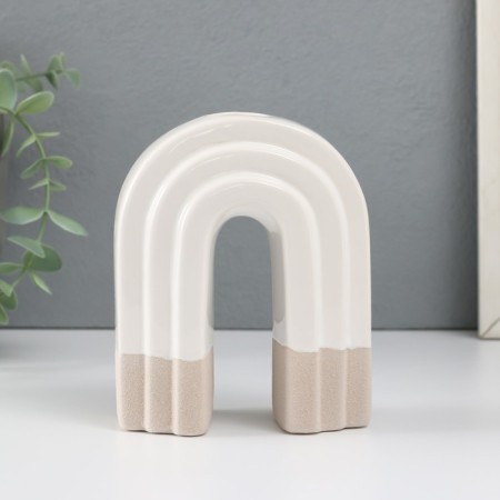 Ceramics candlestick for 1 candle "Scar" sand-white 10.2x6x12.8 cm-2
