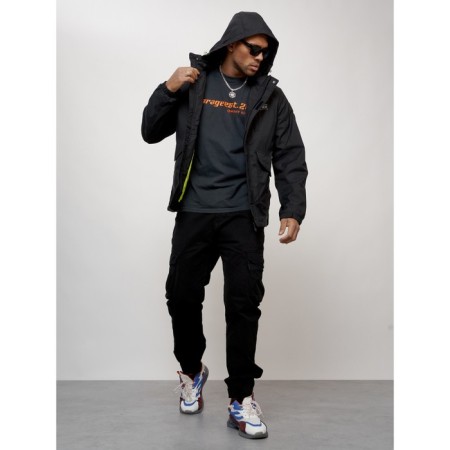Sports male jacket, size 48, black color-2