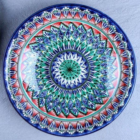 Largan Rishtan ceramics "Patterns", 33 cm, blue mix, deep-1