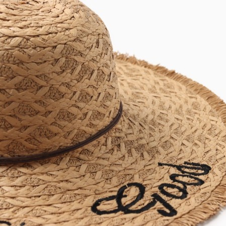 Women's hat "Life is good", size 54-56, beige color-6