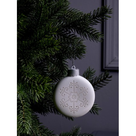 Christmas ball "Snowflake" 8.7x3.1x9.8 cm, 1 LED, LR44x3 (in the set), T/white-1