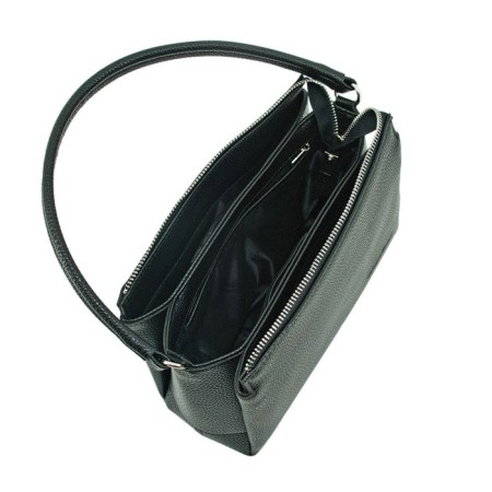 Bag women, genuine leather, black 25x9x18 cm-1