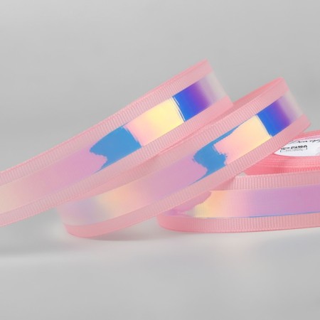 The tape is decorative, with holography, 25 mm × 9.1 ± 0.5 m, pink color