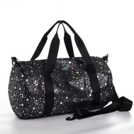 Bag children's sports plush for a girl with sparkles "Stars" black-1