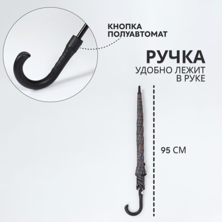 Umbrella - a semiautomatic “cage” cane, Eponge, 8 spokes, r = 58 cm, Mix drawing-1