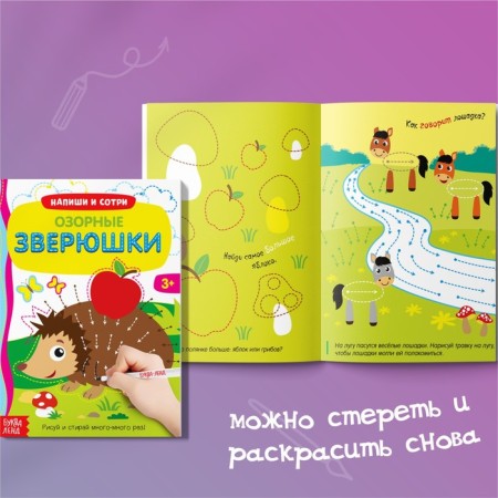 A set of reusable books with the marker “Write and Style. We develop fine motor skills ”, 2 pcs. 12 p.-3