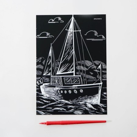 Engraving on the “yacht” substrate with a metallic effect “silver” A5-3